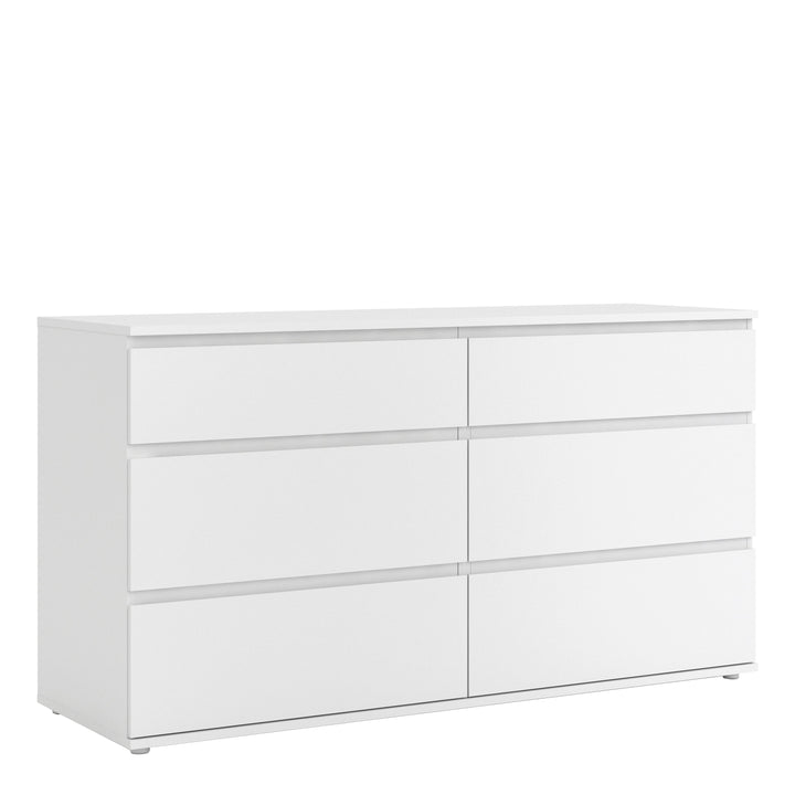 Nova Wide Chest of 6 Drawers (3+3) in White - TidySpaces