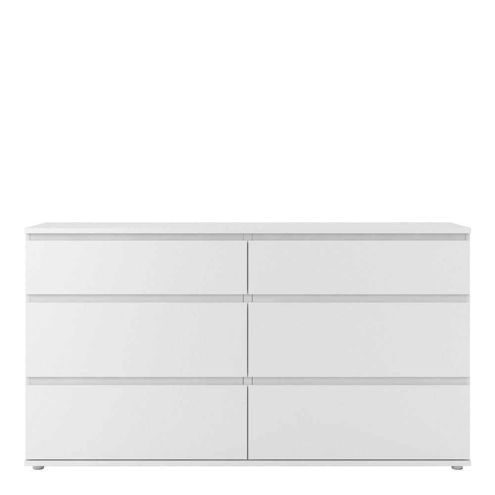 Nova Wide Chest of 6 Drawers (3+3) in White - TidySpaces