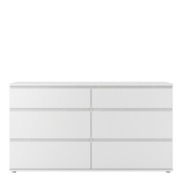 Nova Wide Chest of 6 Drawers (3+3) in White - TidySpaces