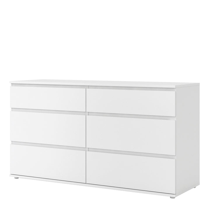 Nova Wide Chest of 6 Drawers (3+3) in White - TidySpaces