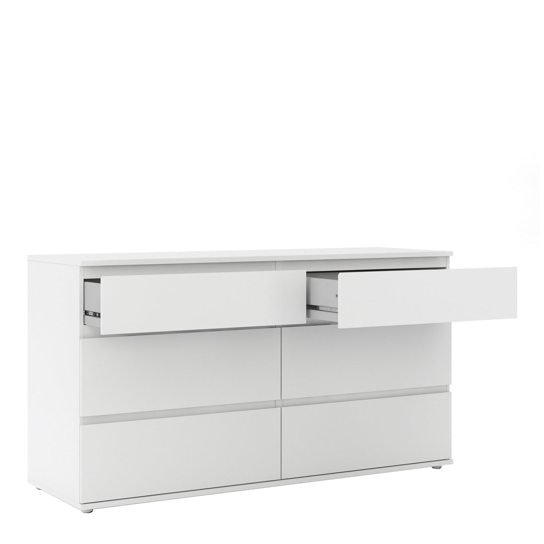 Nova Wide Chest of 6 Drawers (3+3) in White - TidySpaces