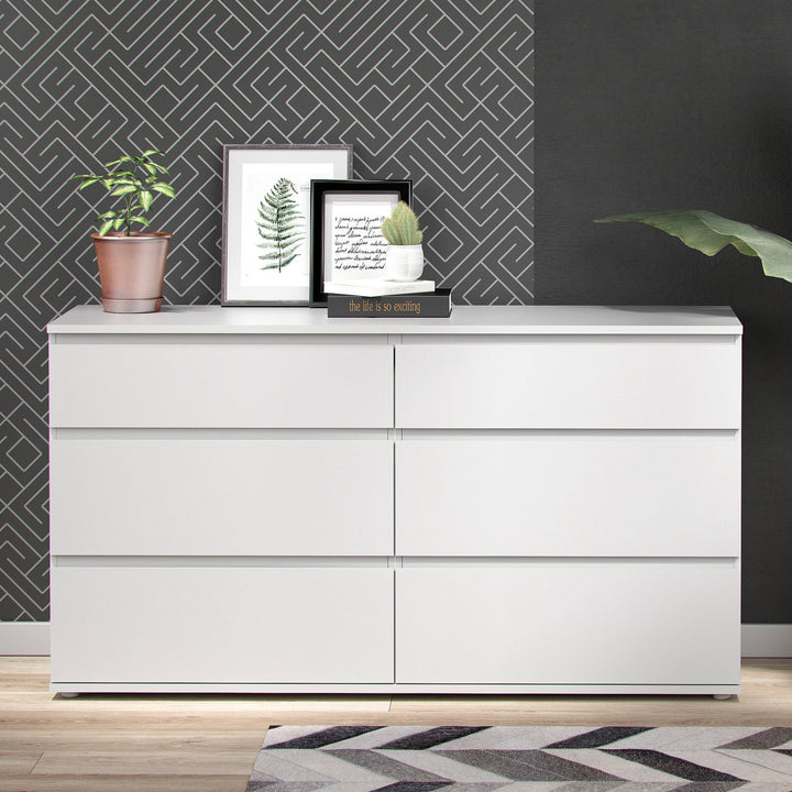 Nova Wide Chest of 6 Drawers (3+3) in White - TidySpaces