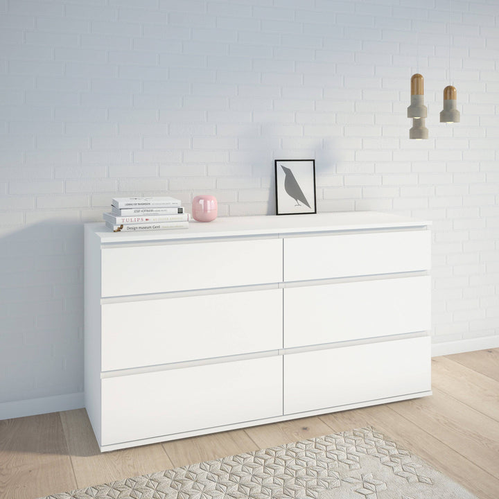 Nova Wide Chest of 6 Drawers (3+3) in White - TidySpaces