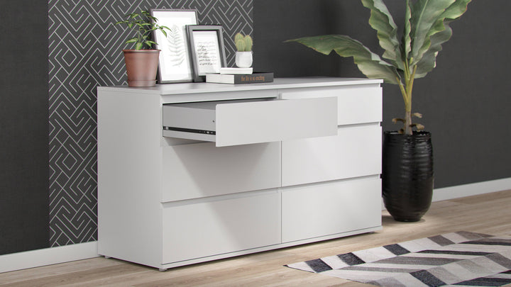 Nova Wide Chest of 6 Drawers (3+3) in White - TidySpaces