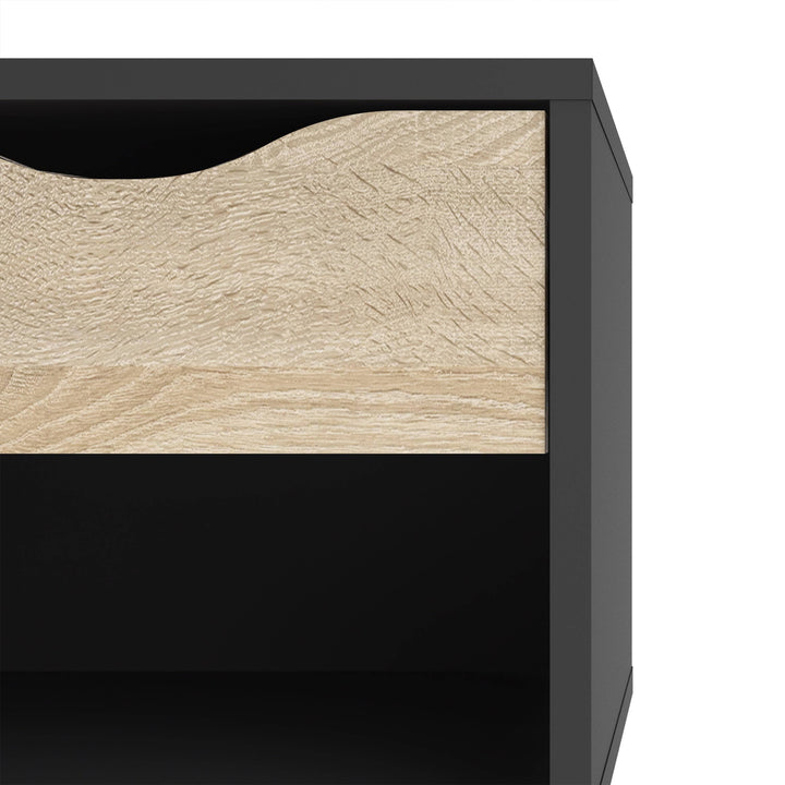 Oslo Bedside 1 Drawer in Black and Oak - TidySpaces