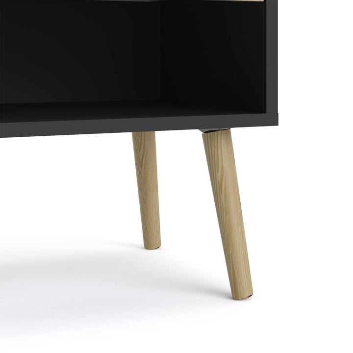 Oslo Bedside 1 Drawer in Black and Oak - TidySpaces