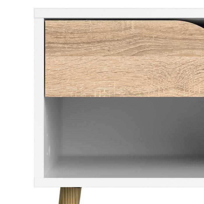 Oslo Bedside 1 Drawer in White and Oak - TidySpaces