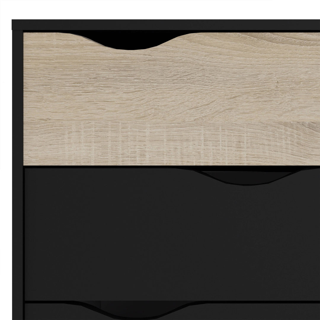 Oslo Chest of 4 Drawers (2+2) in Black and Oak - TidySpaces