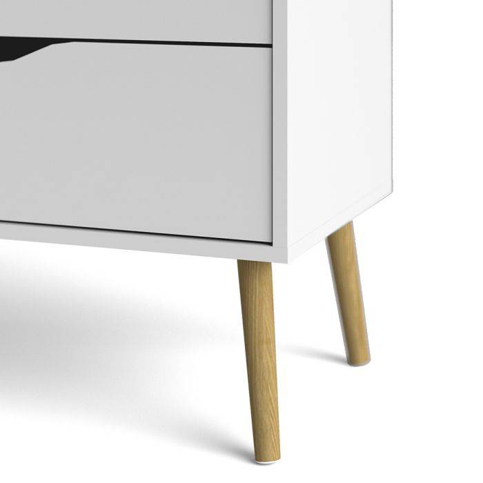 Oslo Chest of 4 Drawers (2+2) in White and Oak - TidySpaces