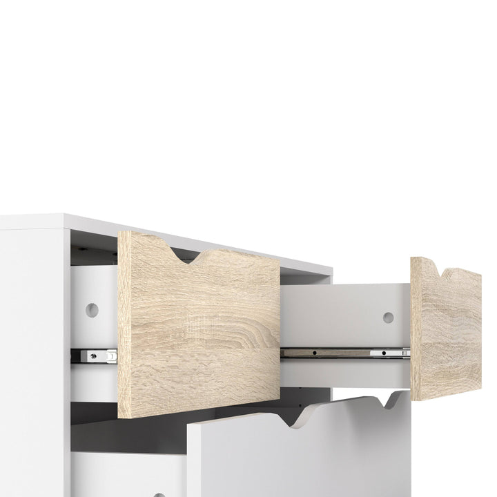 Oslo Chest of 5 Drawers (2+3) in White and Oak - TidySpaces