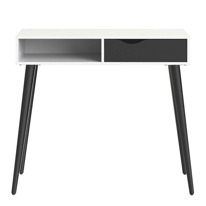 Oslo Console Table 1 Drawer 1 Shelf in White and Black Matt - TidySpaces