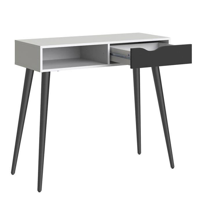 Oslo Console Table 1 Drawer 1 Shelf in White and Black Matt - TidySpaces
