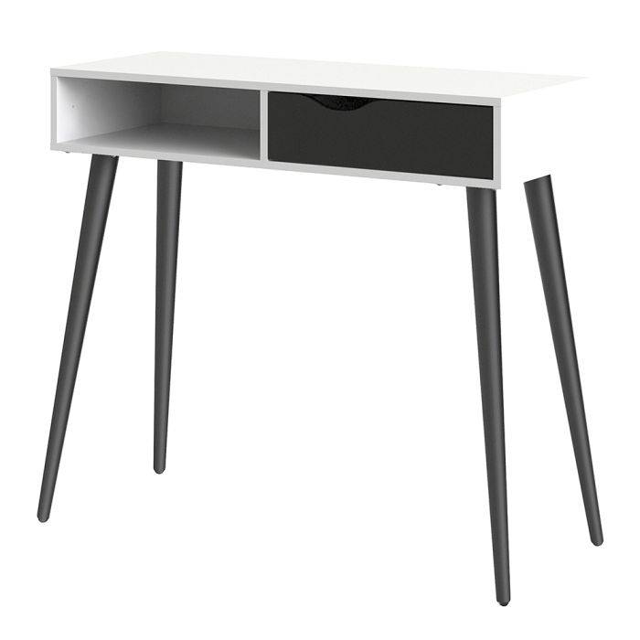 Oslo Console Table 1 Drawer 1 Shelf in White and Black Matt - TidySpaces