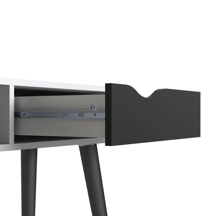 Oslo Console Table 1 Drawer 1 Shelf in White and Black Matt - TidySpaces