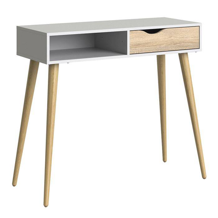 Oslo Console Table 1 Drawer 1 Shelf in White and Oak - TidySpaces