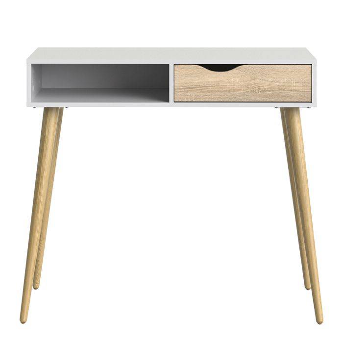 Oslo Console Table 1 Drawer 1 Shelf in White and Oak - TidySpaces