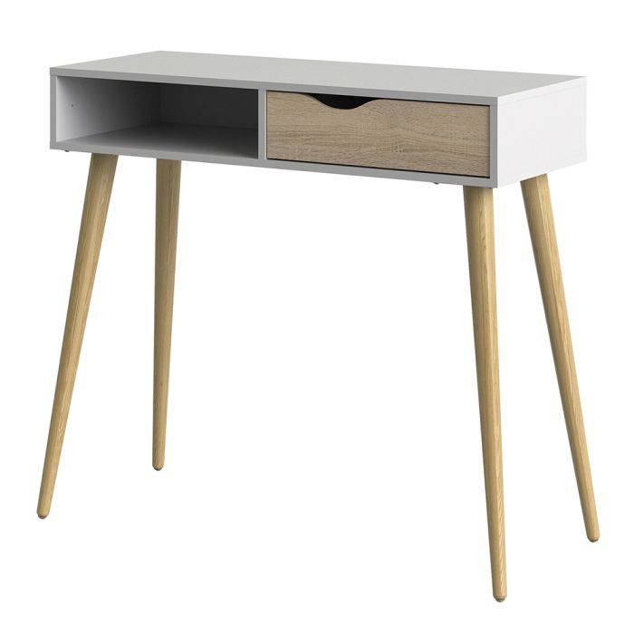 Oslo Console Table 1 Drawer 1 Shelf in White and Oak - TidySpaces