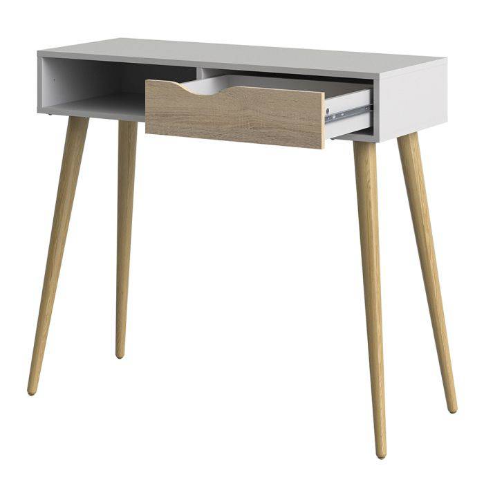 Oslo Console Table 1 Drawer 1 Shelf in White and Oak - TidySpaces