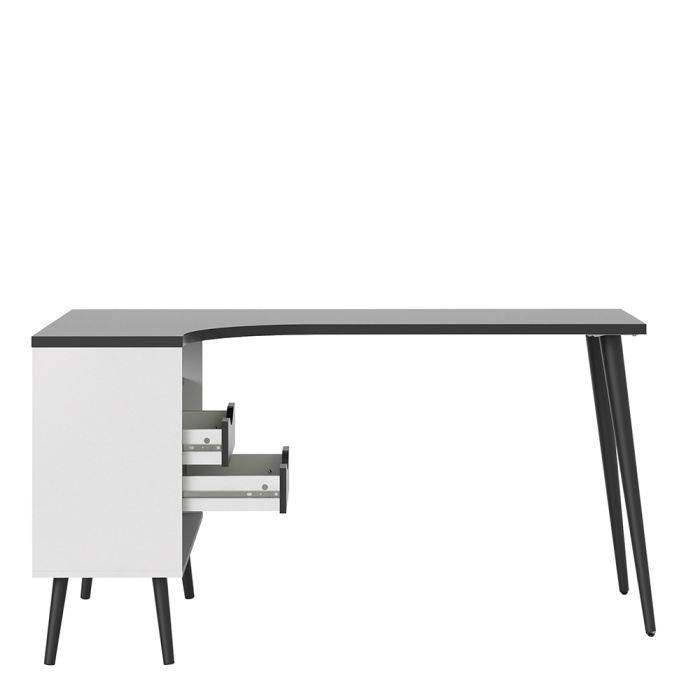 Oslo Desk 2 Drawer in White and Black Matt
