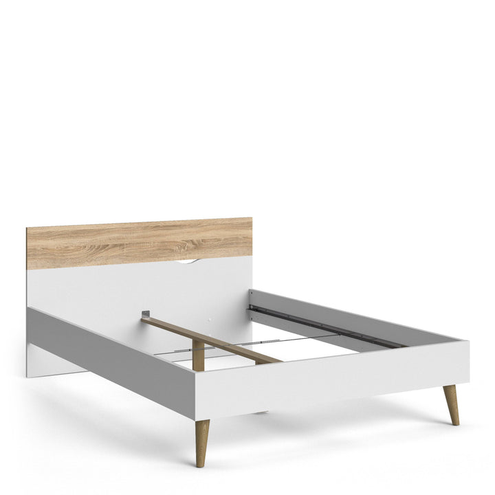 Oslo Euro Double Bed (140 x 200) in White and Oak - TidySpaces