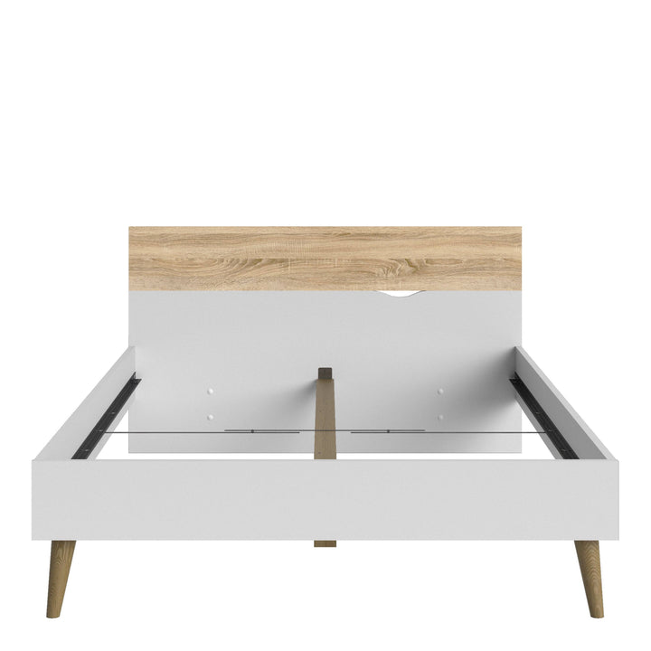 Oslo Euro Double Bed (140 x 200) in White and Oak - TidySpaces