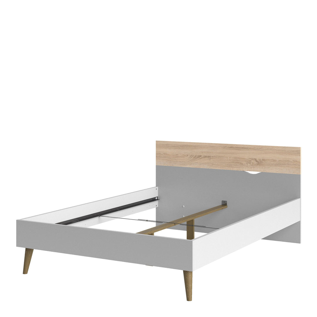 Oslo Euro Double Bed (140 x 200) in White and Oak - TidySpaces