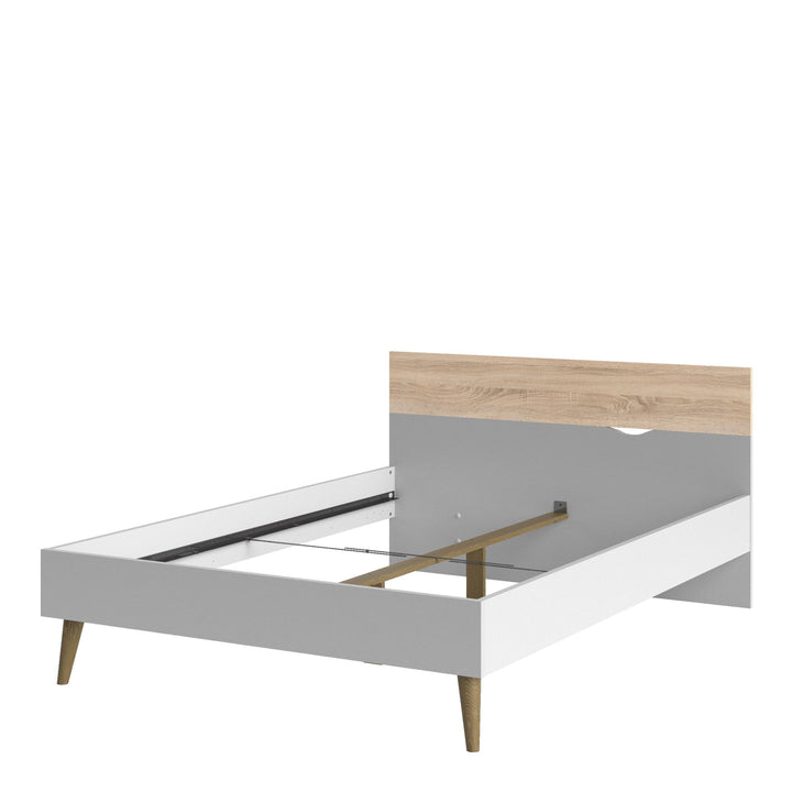 Oslo Euro Double Bed (140 x 200) in White and Oak - TidySpaces