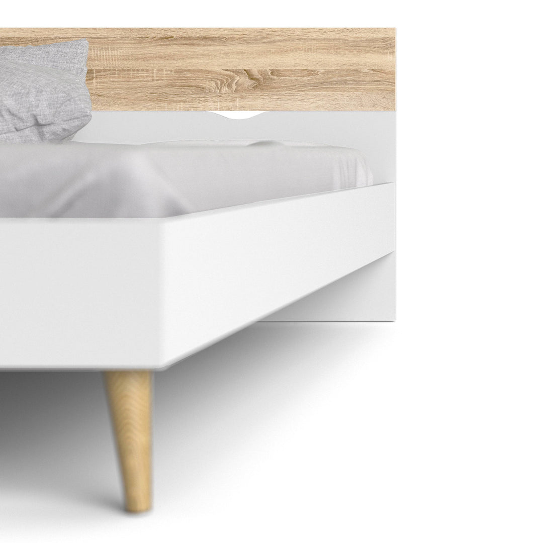 Oslo Euro Double Bed (140 x 200) in White and Oak - TidySpaces