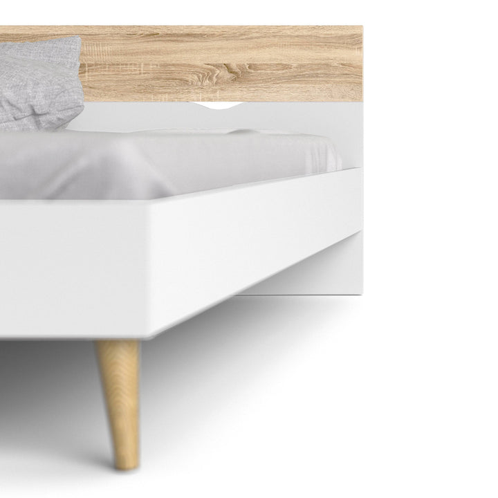 Oslo Euro Double Bed (140 x 200) in White and Oak - TidySpaces