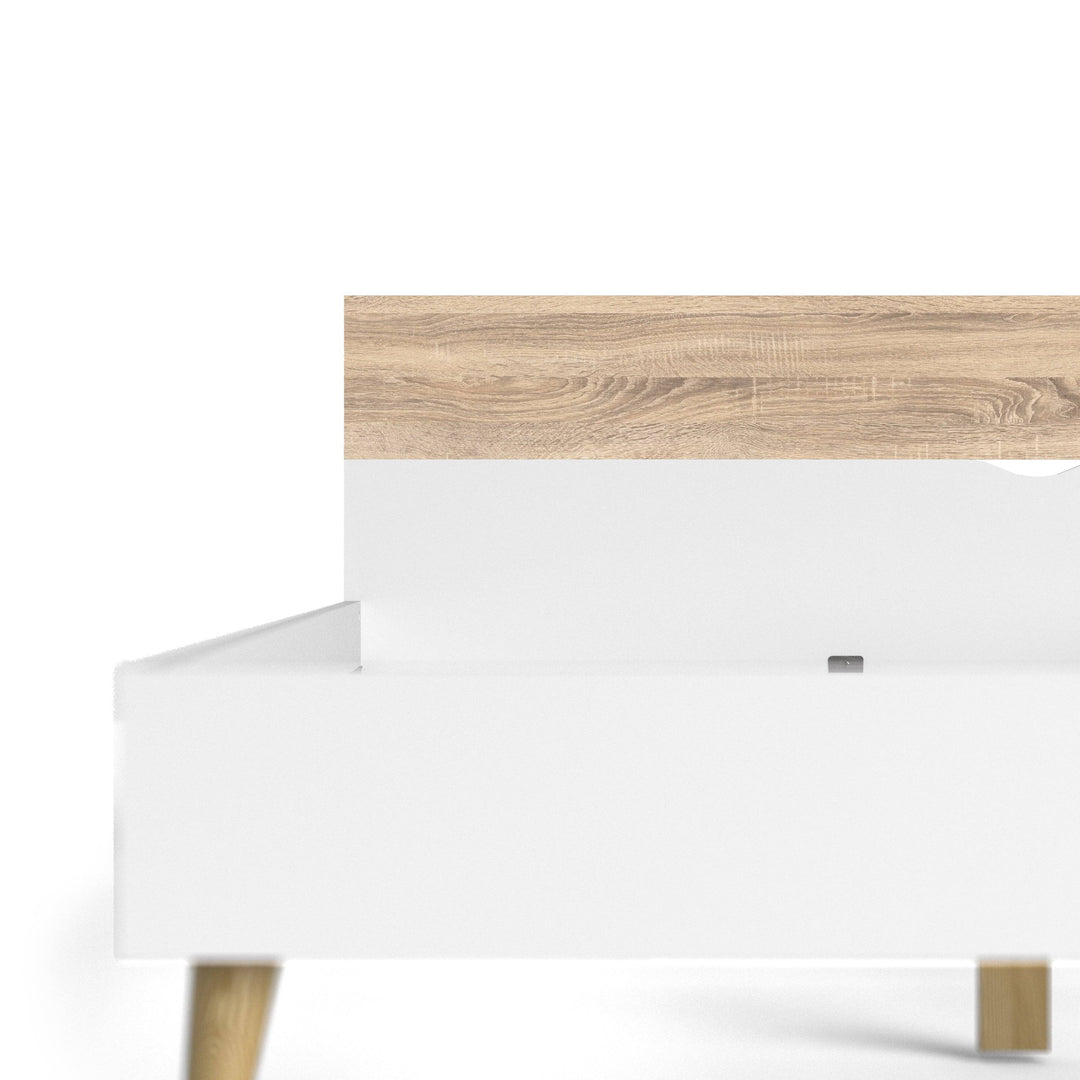 Oslo Euro Double Bed (140 x 200) in White and Oak - TidySpaces