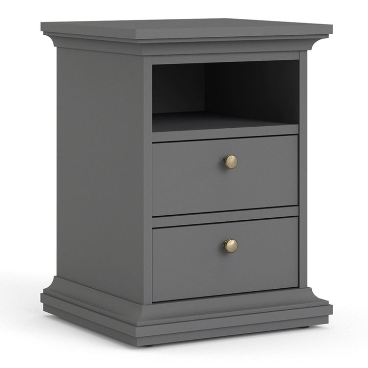 Paris Bedside 2 Drawers in Matt Grey - TidySpaces