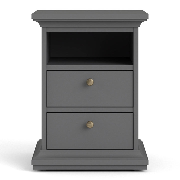 Paris Bedside 2 Drawers in Matt Grey - TidySpaces