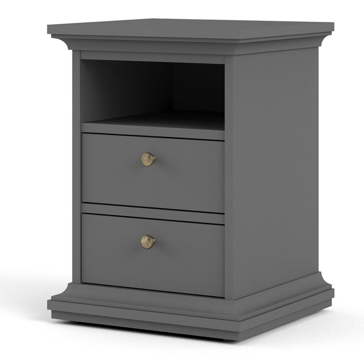 Paris Bedside 2 Drawers in Matt Grey - TidySpaces