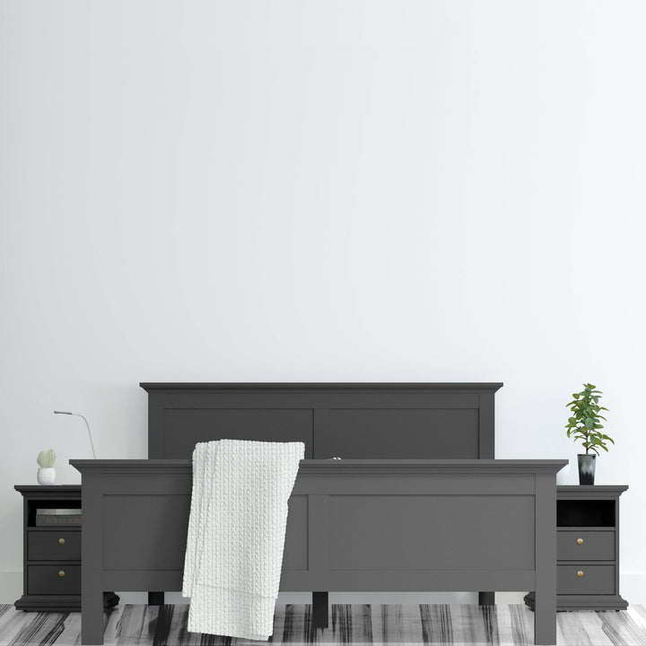 Paris Bedside 2 Drawers in Matt Grey - TidySpaces