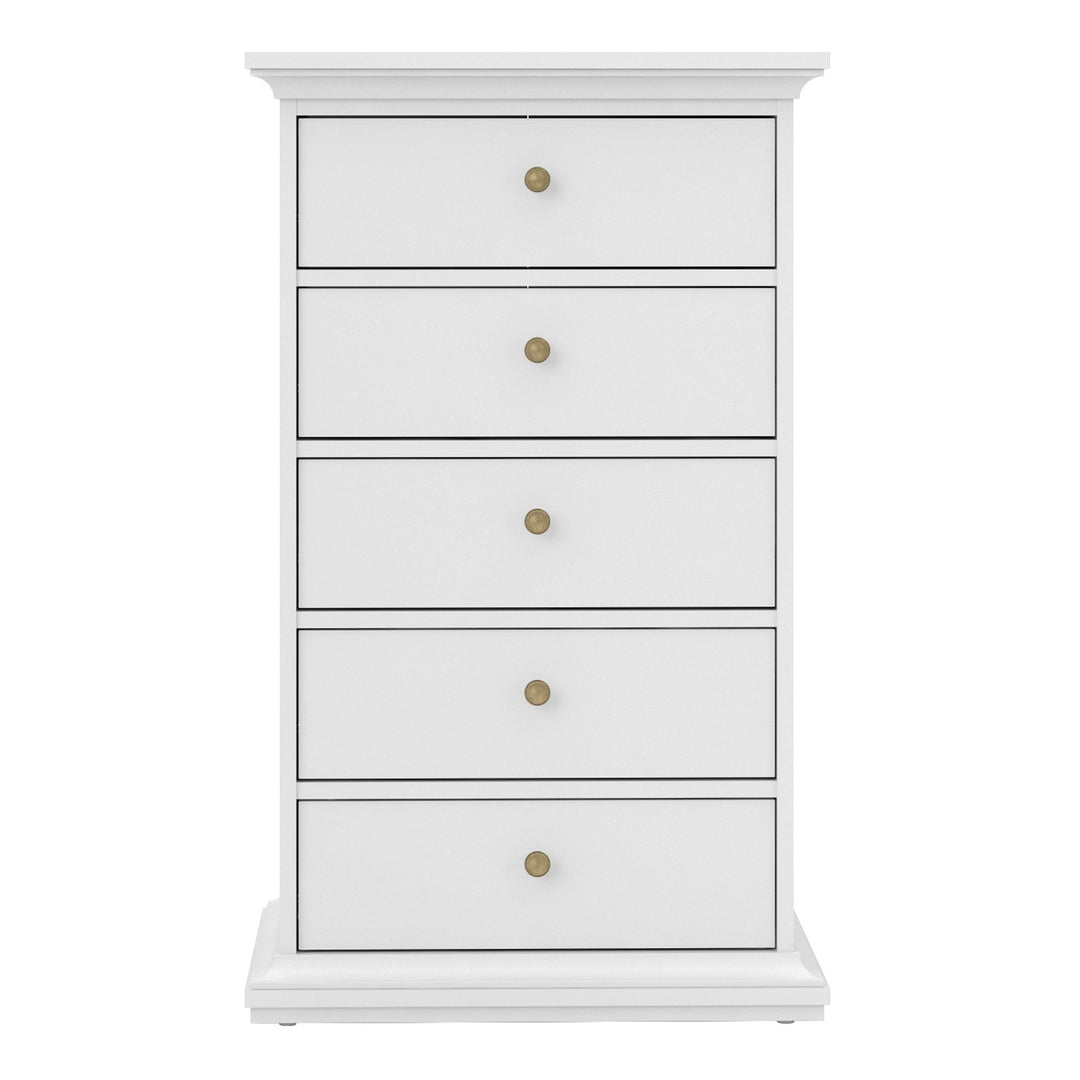 Paris Chest 5 drawers in White - TidySpaces