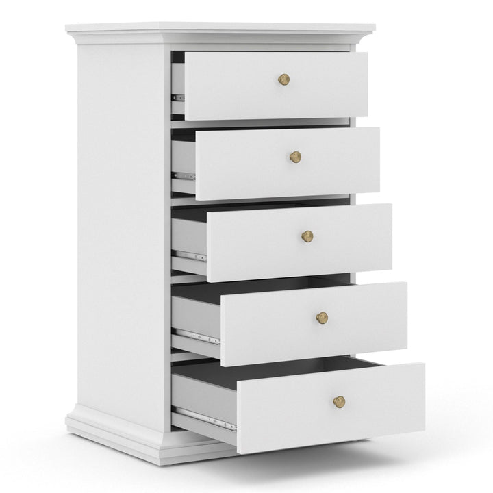 Paris Chest 5 drawers in White - TidySpaces