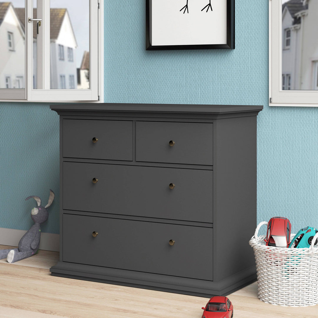 Paris Chest of 4 Drawers in Matt Grey - TidySpaces