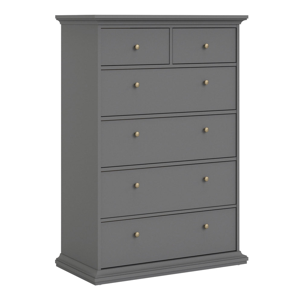 Paris Chest of 6 Drawers in Matt Grey - TidySpaces