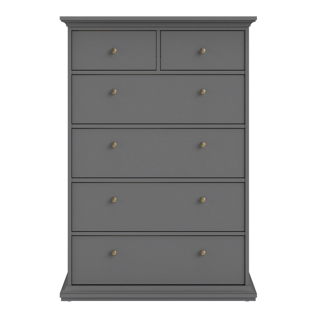 Paris Chest of 6 Drawers in Matt Grey - TidySpaces