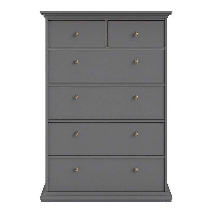 Paris Chest of 6 Drawers in Matt Grey - TidySpaces