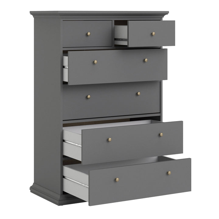 Paris Chest of 6 Drawers in Matt Grey - TidySpaces