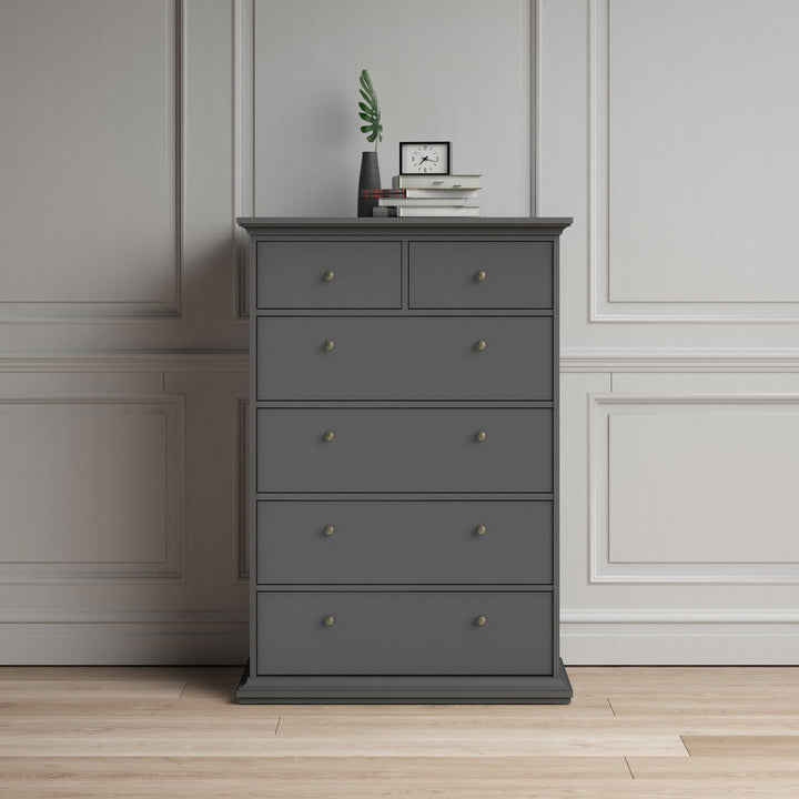 Paris Chest of 6 Drawers in Matt Grey - TidySpaces