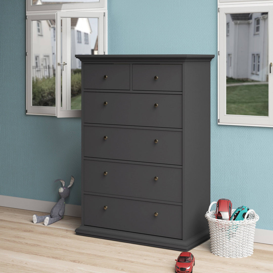 Paris Chest of 6 Drawers in Matt Grey - TidySpaces