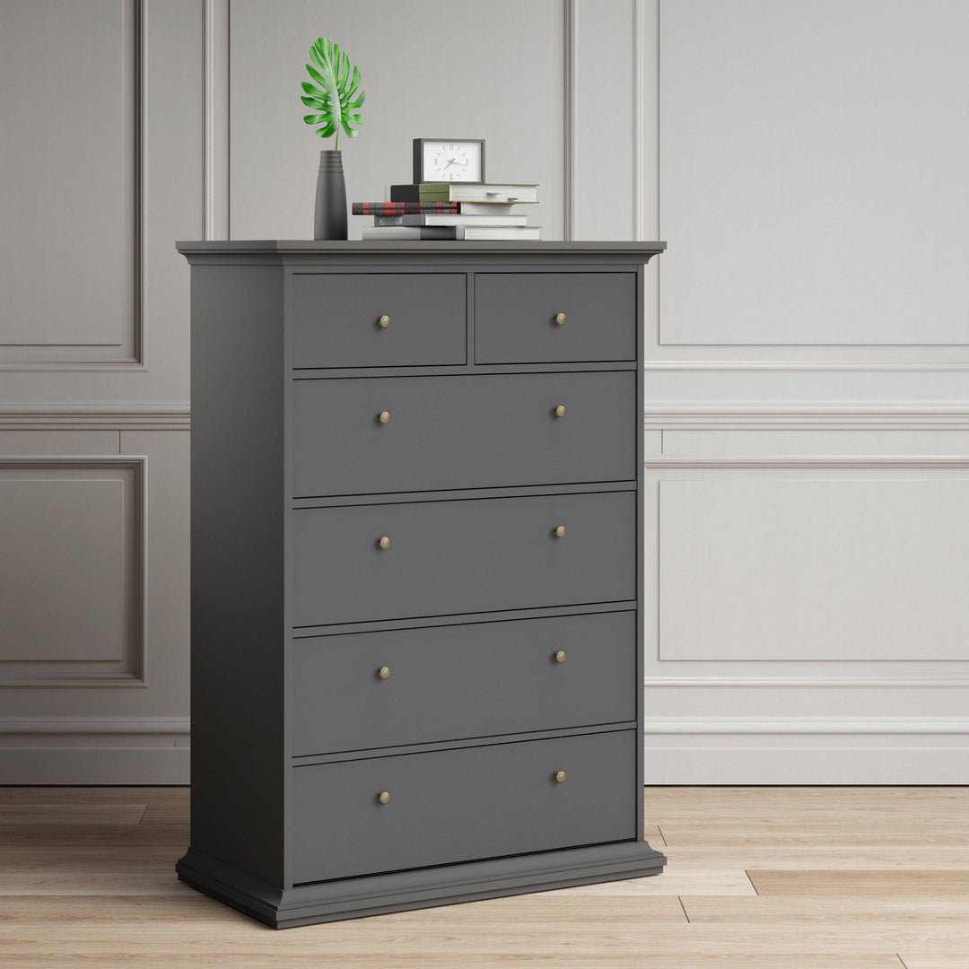 Paris Chest of 6 Drawers in Matt Grey - TidySpaces