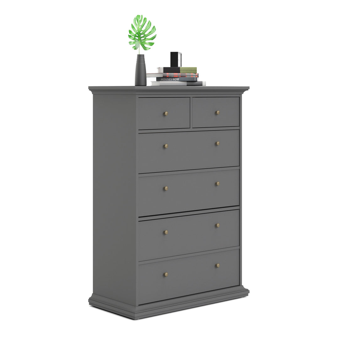 Paris Chest of 6 Drawers in Matt Grey - TidySpaces