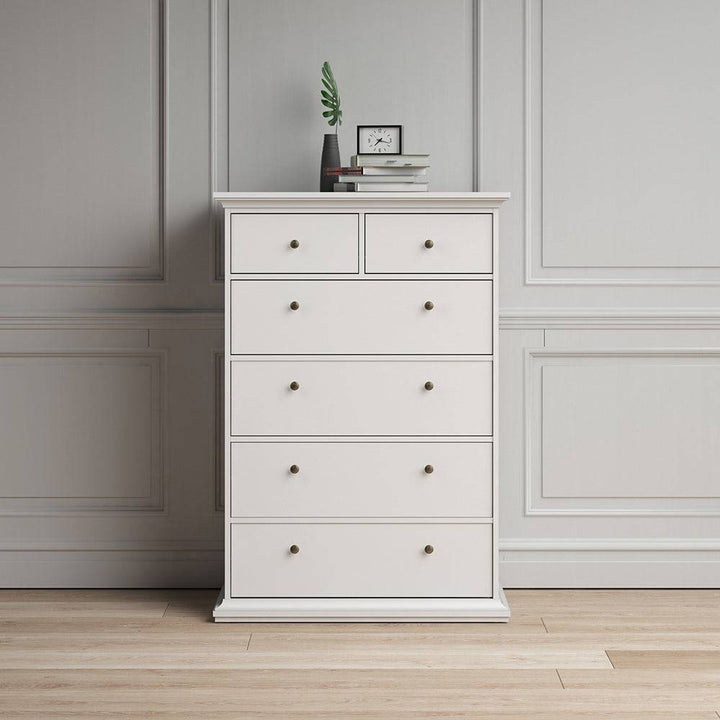 Paris Chest of 6 Drawers in White - TidySpaces