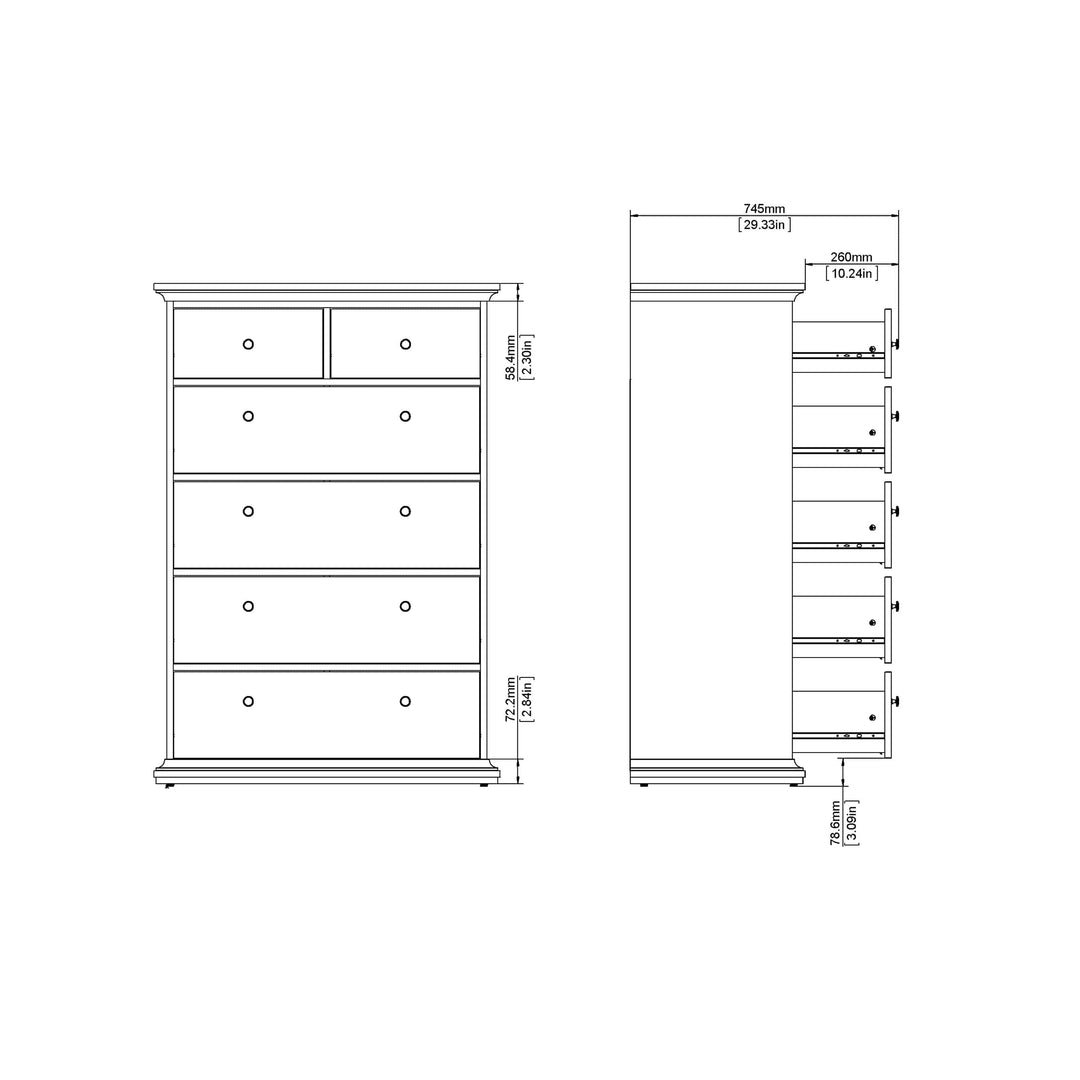 Paris Chest of 6 Drawers in White - TidySpaces