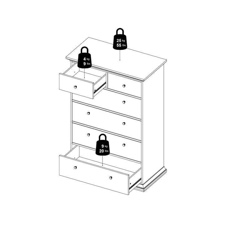 Paris Chest of 6 Drawers in White - TidySpaces