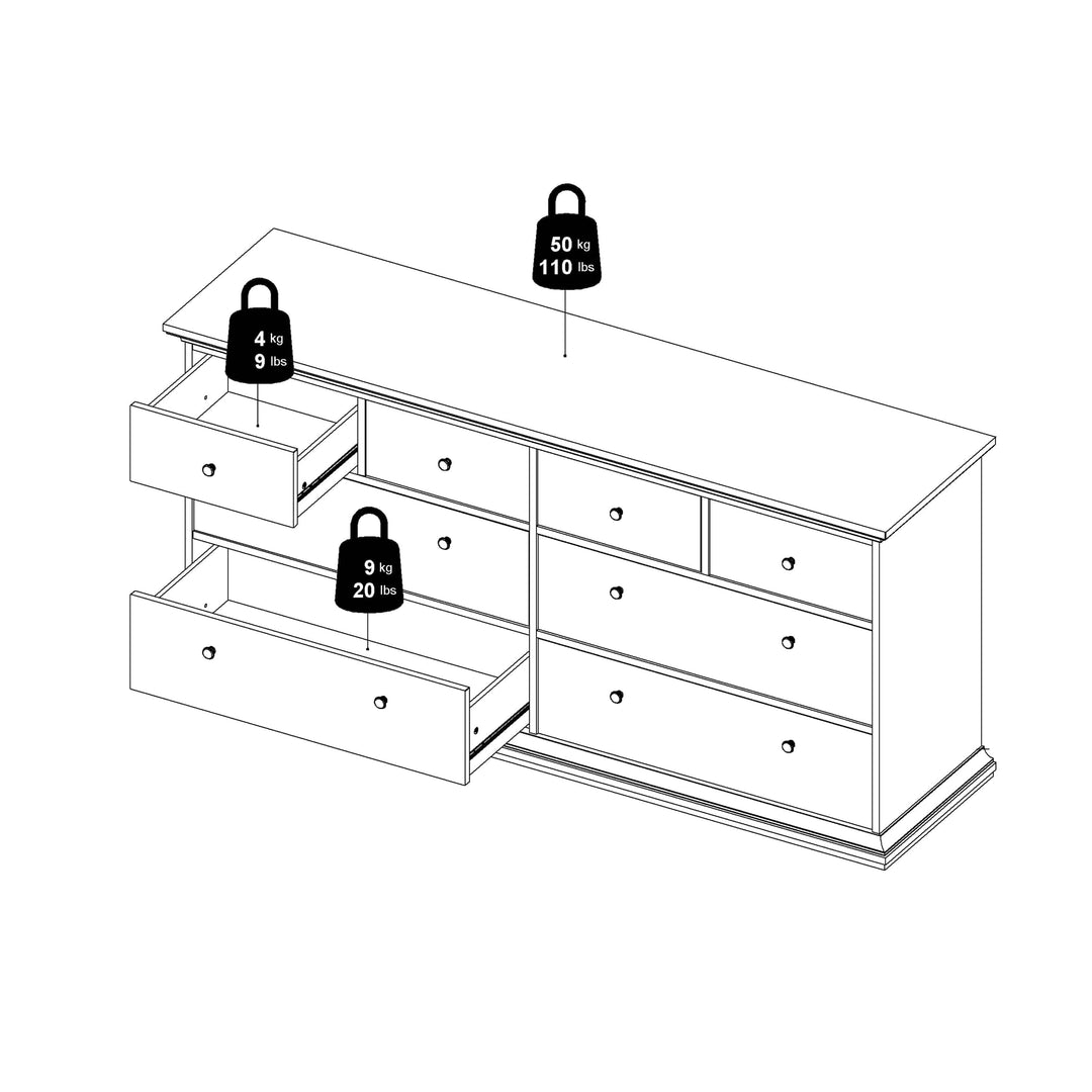 Paris Chest of 8 Drawers in Matt Grey - TidySpaces