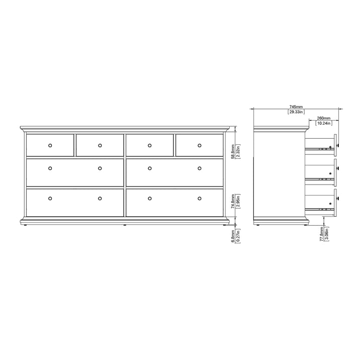 Paris Chest of 8 Drawers in White - TidySpaces